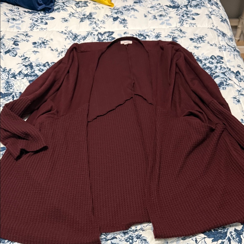 Burgundy Open Front Cardigan